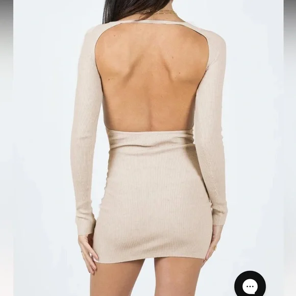 NWT Princess Polly Neruda Knit Mini Dress Beige 4 - Picture 4 of 8